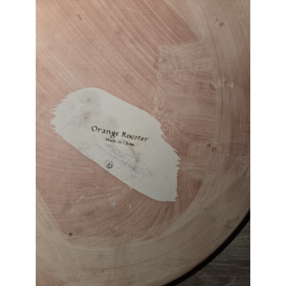 Orange Rooster Large Round Serving Bowl w/Handles Acorn/Leaf Pattern Vintage - Picture 6 of 6